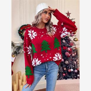 Christmas edition sweater sweater top 圣诞版毛衣女针织衫上衣