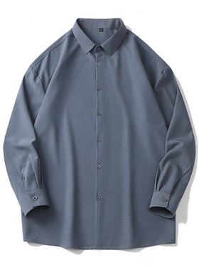 Solid color loose long sleeve shirt 纯色大码休闲宽松长袖衬衣