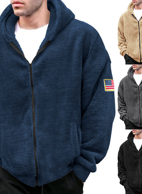 Reversible fleece warm hooded jacket双面绒保暖连帽夹克外套男