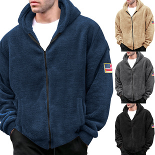 Reversible fleece warm hooded jacket双面绒保暖连帽夹克外套男