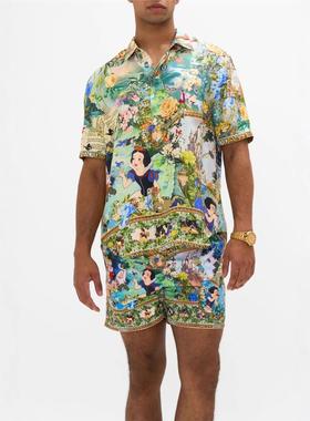 Printed short sleeved shirt holiday suit印花短袖衬衫度假套装