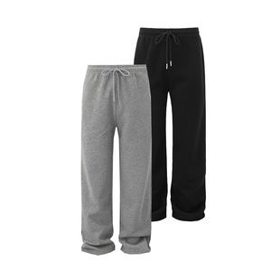 灰色直筒运动卫裤韩版潮流垂感加绒宽松长裤子 Fleece sweatpants