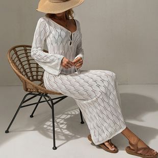 dress性感镂空透视沙滩裙罩衫 vacation 连衣裙 beach Hollowedout