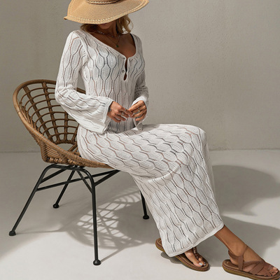 镂空透视沙滩裙罩衫连衣裙