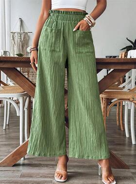 Solidcolored casual straight-leg pants女装纯色休闲九分直筒裤