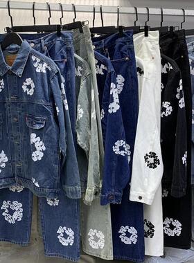 印花牛仔套装高街潮夹克外套牛仔裤Trendy jacket and jeans suit