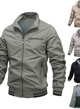 Pure-color casual jacket for men商务男装立领夹克纯色休闲外套