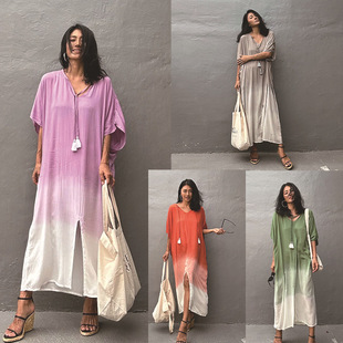 dress渐变沙滩裙度假比基尼罩衫 vacation 外搭连衣裙 dress Beach