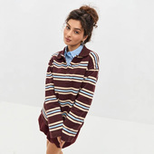 长袖 shirt sleeve striped 条纹T恤宽松潮流复古打底polo衫 Long