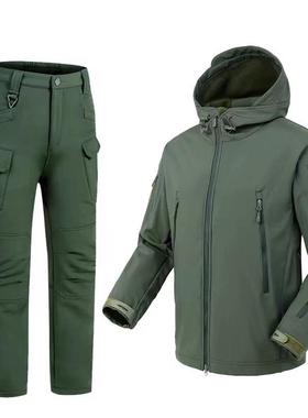 软壳冲锋衣户外套装迷彩夹克男Hardshell suit camouflage jacket