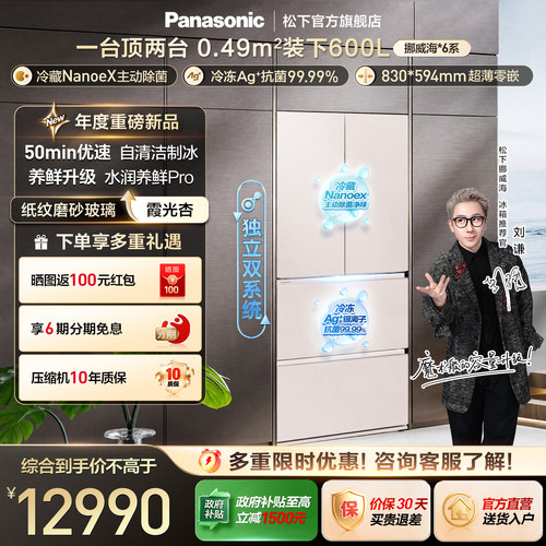 松下挪威海600L零嵌双净制冰冰箱