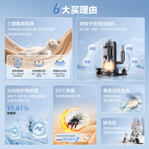 【松下全家桶】松下4.0轻奢洗烘套装XQG100-N3F1+NH-N1KR2