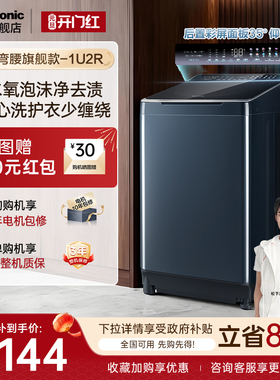 [不弯腰旗舰]松下10kg洗衣机全自动家用大容量直驱变频波轮-1U2R