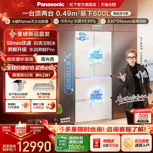 松下挪威海600L零嵌双净制冰冰箱