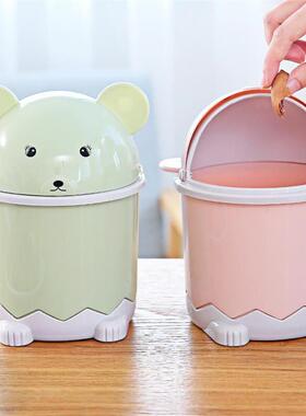 Flip-top Cartoon Trash Can for Bathroom Storage, Thickened W