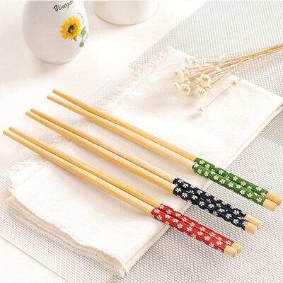 Bamboo and Wood Small Floral Chopsticks for Home, Restaurant