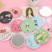 Mini for Portable Mirror Creative Style Round Cartoon Femal