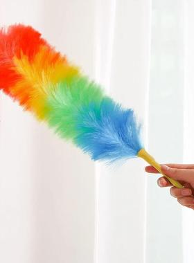 Long-handled colorful thick feather duster for home dust rem