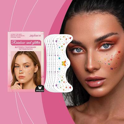 ZEPHOCO Rainbow Butterfly Party Beauty Stickers, Facial Deco