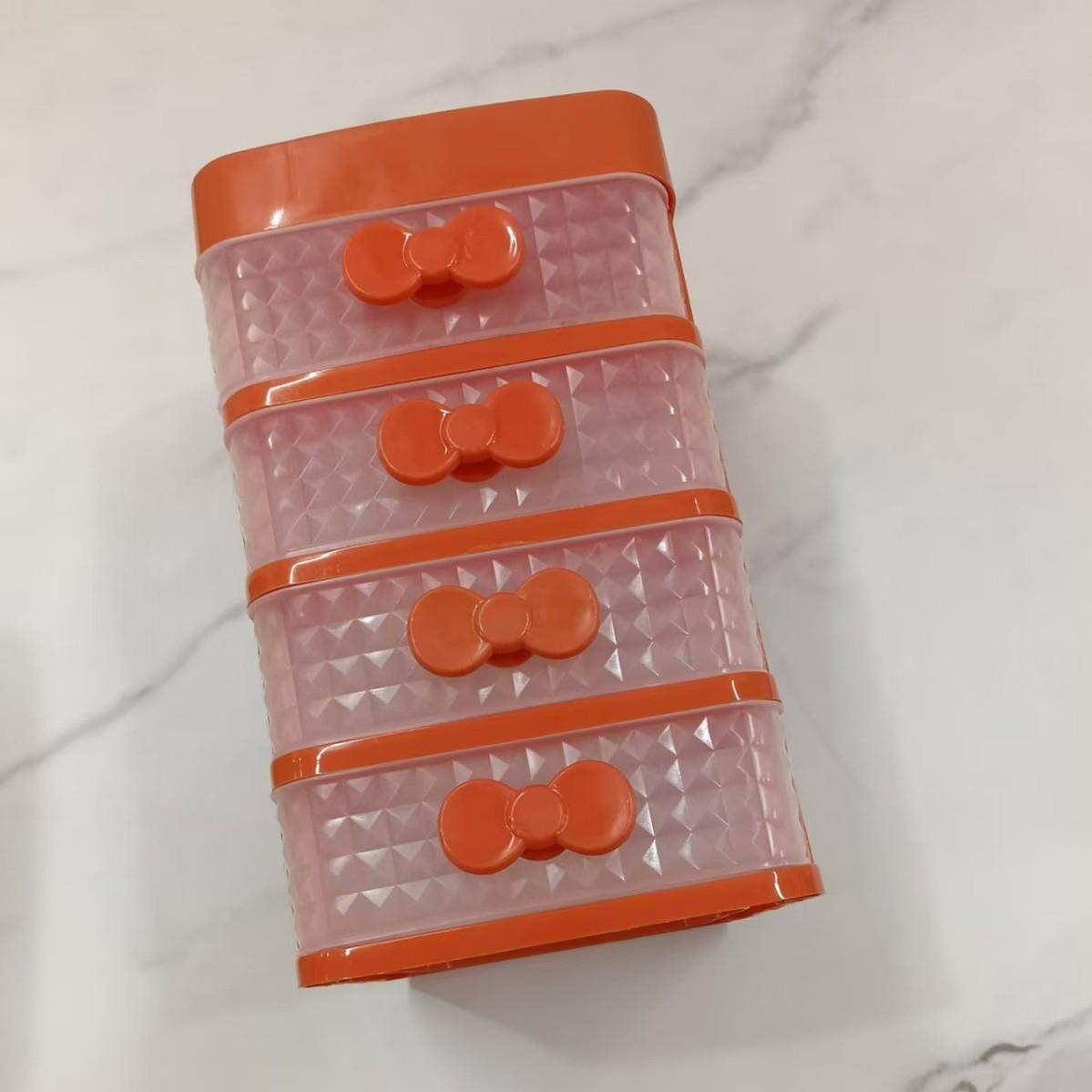 2-4 Layer Desktop Organizer with Bowknot Design, Plastic Dra