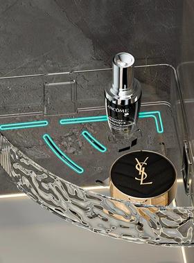 A luxury-style, wall-mounted bathroom shelf that requires no