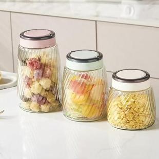 storage handle jar sealed Threaded transparent glass