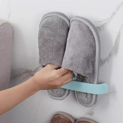 Wall-mounted bathroom slipper rack, no drilling required, sh