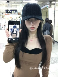 新款韩版针织棒球帽女秋冬保暖简约百搭针织复古实穿主义毛线帽子