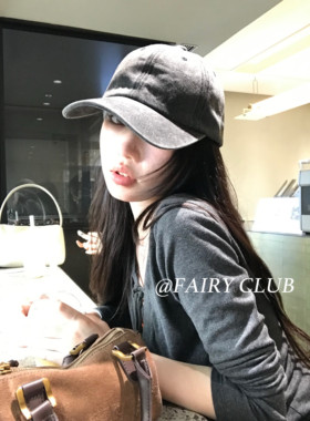 日系复古水洗纯色棒球帽百搭显脸小日常休闲灰色软顶鸭舌帽帽子女
