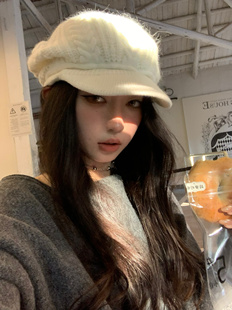 冬季韩系加绒加厚针织毛线贝雷帽百搭复古显脸小棒球鸭舌帽大头围