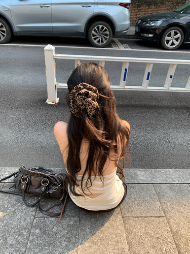 秋冬新款四层超大豹纹大肠发圈复古百搭气质丸子头发饰女辣妹超爱