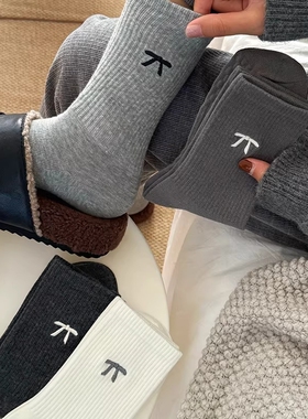 26新款袜子女薄款ins潮韩版中筒棉袜蝴蝶结长袜夏款运动棉长袜