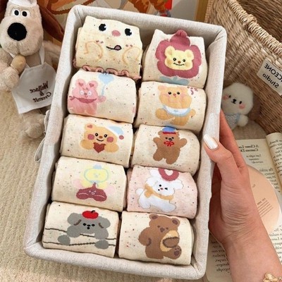 【10双装】日系甜美花边卡通袜