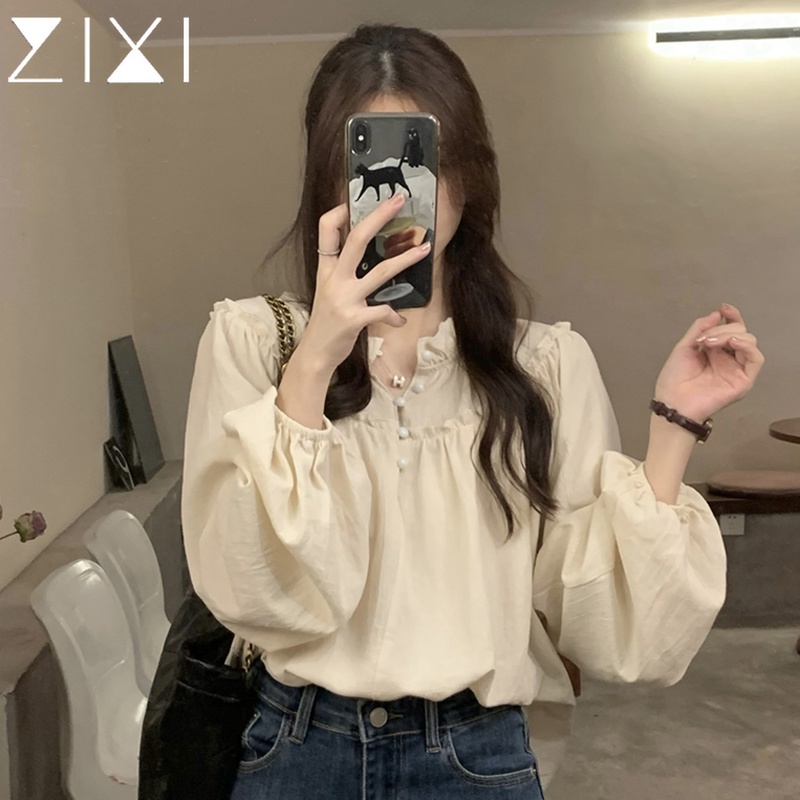 法式泡泡袖t衬衫女设计感