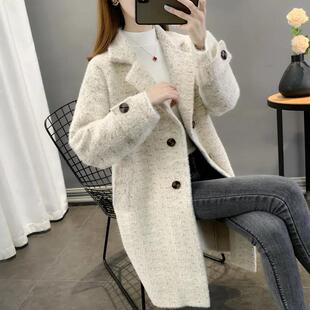外套时尚 水貂绒中长款 双排扣宽松加厚休闲大衣 女装 2025年秋冬新款