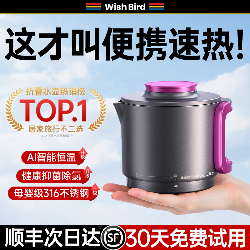 【德国品牌】便携式烧水壶家用折叠水壶旅行不锈钢小型电热保温恒