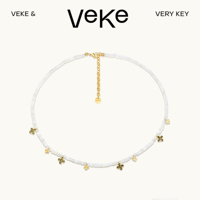VEKE「庆春泽」月光石项链复古风四叶草项链经典款奢华NC18268A