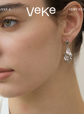VEKE「褶皱」复古耳饰时尚气质耳坠简约百搭耳环SE18982A