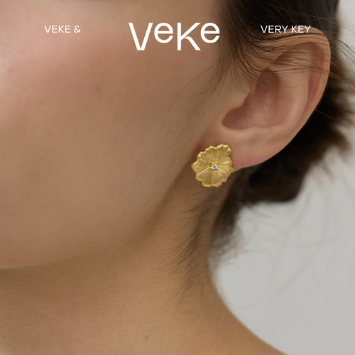 VEKE「入秋」纯手工拉丝法式气质小众时尚通勤耳钉SE19451A