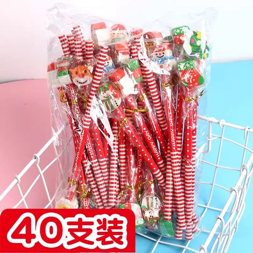 圣诞铅笔卡通铅笔小学生带橡皮圣诞文具圣诞节小礼品奖励学生奖品