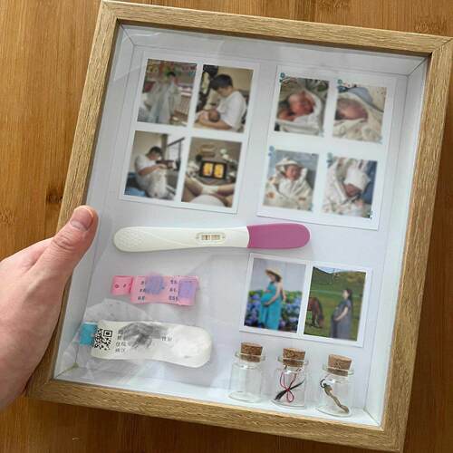 8寸孕期四维彩照片纪念摆台实木