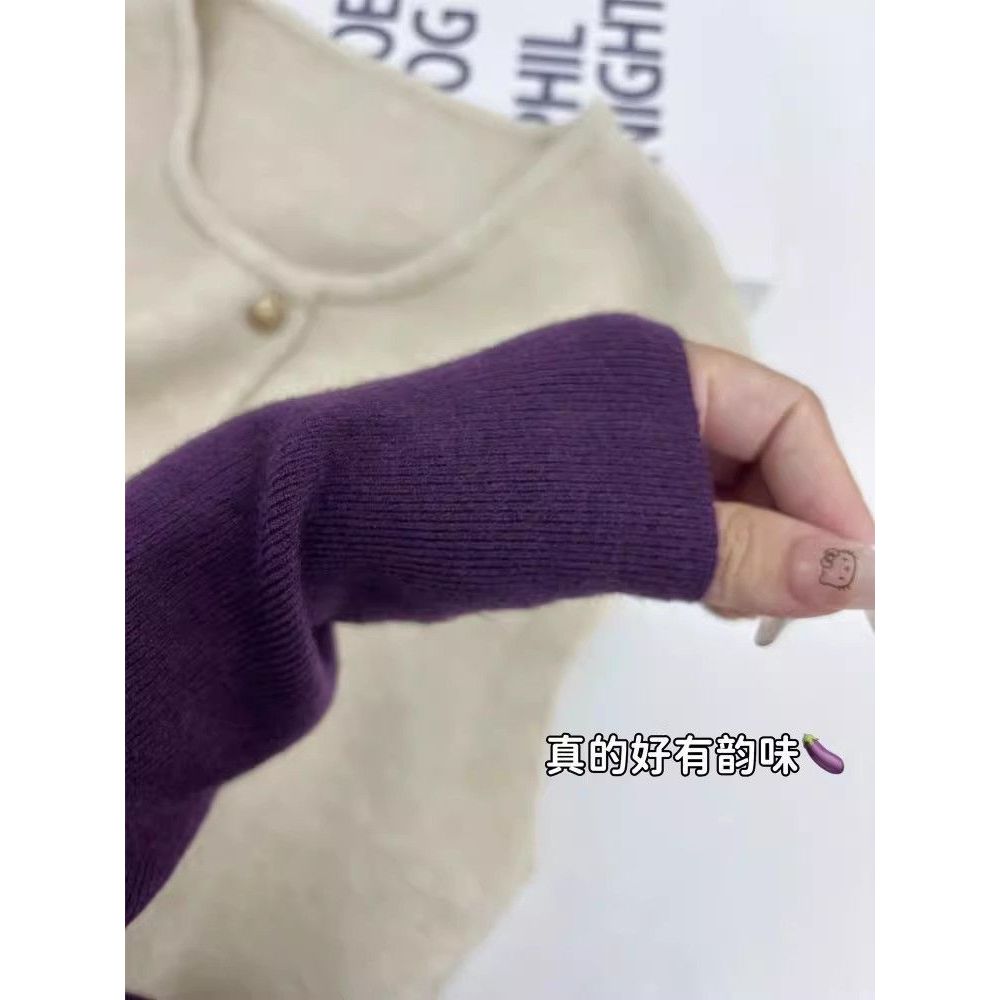 秋冬半高领针织打底衫女巨显白葡萄紫内搭上衣叠穿基础款软糯毛衣