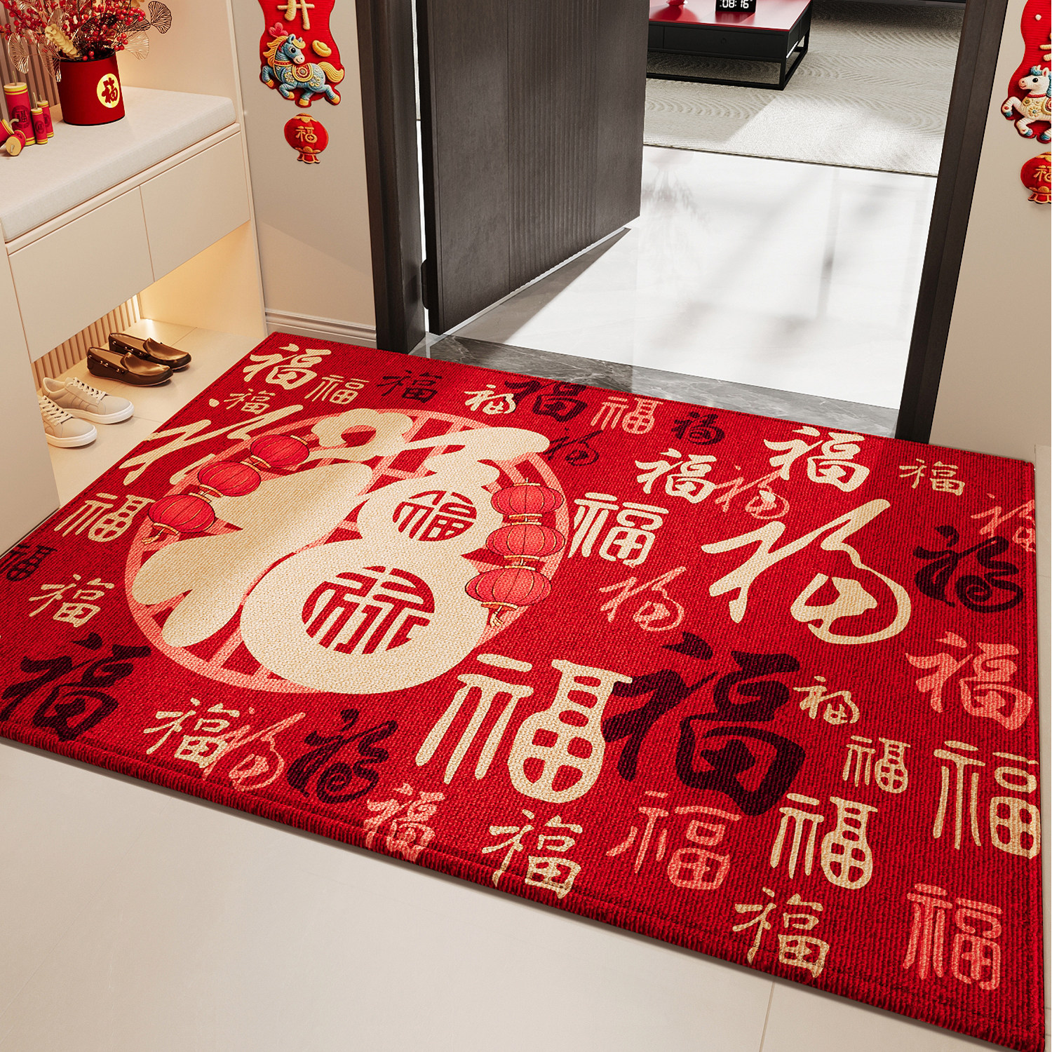 马年红色入户门地垫2026新年新款门垫玄关进门口脚垫室外防滑地毯,居家布艺,入户地垫,淘宝优惠券,粉丝福利购,淘宝优惠卷