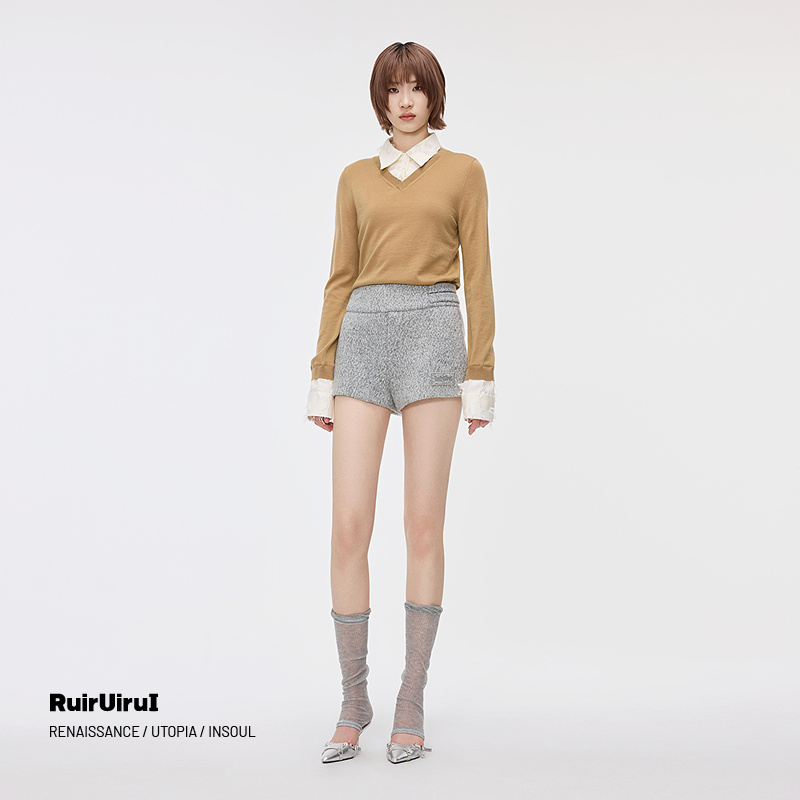 RuirUirul渐宽侧拉链短裤