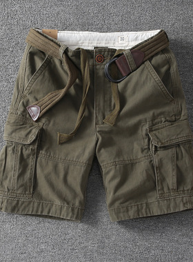 Bundled workwear five quarter pants男纯色束口系带工装五分裤