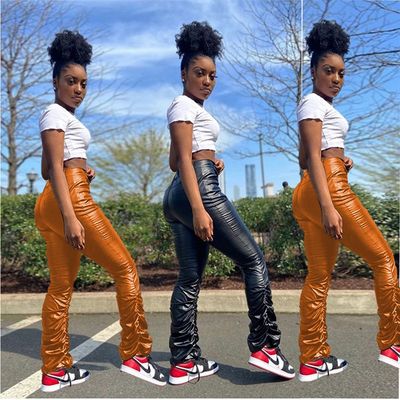 Ladies Solid Color Casual Pleated Pants纯色休闲褶皱女士长裤