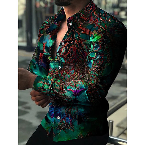 Casual Loose Fit Printed Men's Shirt休闲宽松版型印花男式衬衫