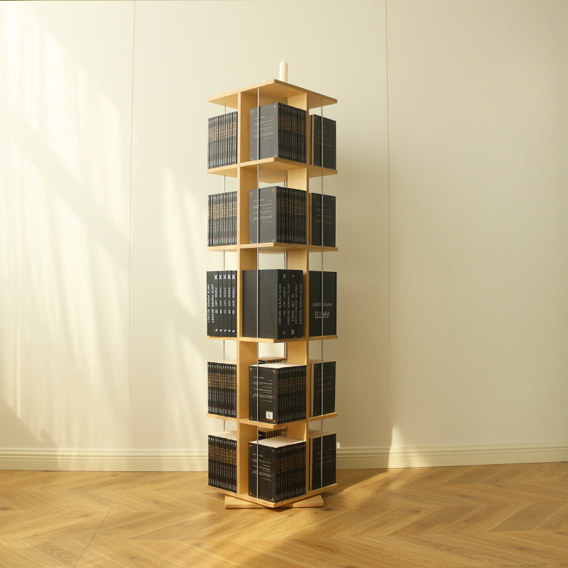实木旋转书架360度客厅儿童多层板拆装落地书柜ins绘本收纳置物架