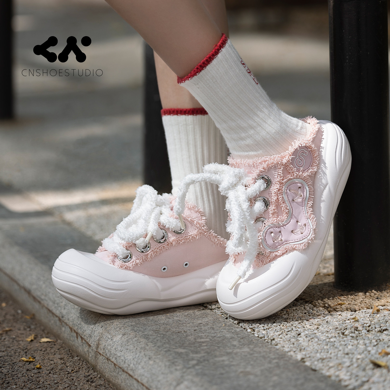 CN丑萌大头鞋女秋冬季透气半拖鞋女厚底增高休闲鞋面包鞋休闲板鞋