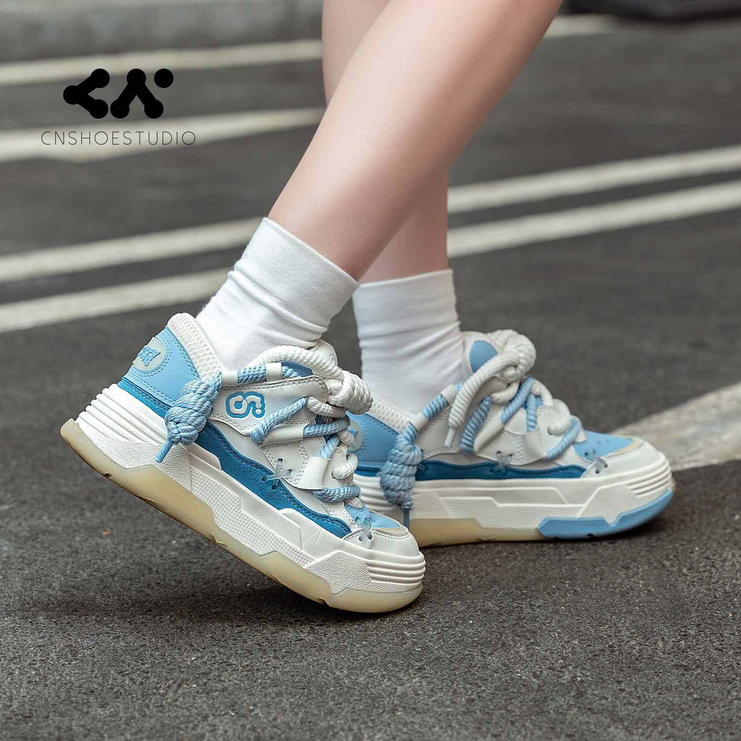 CN灰武士面包鞋男女厚底增高